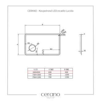 CERANO Kúpeľňové LED zrkadlo Lucido 80x60 cm CER-429343
