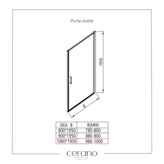 CERANO Sprchové krídlové dvere Porte L/P chróm, transparentné sklo 100x195 cm CER-413480