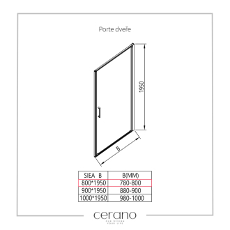 CERANO Sprchové krídlové dvere Porte L/P chróm, transparentné sklo 80x195 cm CER-413462