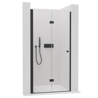 CERANO Sprchové skladacie dvere Volpe L/P čierna matná, transp.sklo 80x190 cm CER-423328