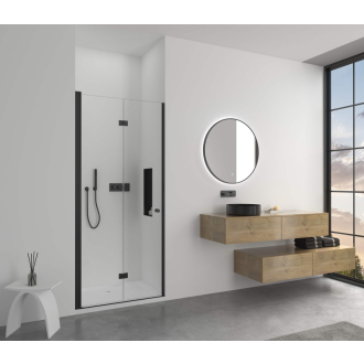 CERANO Sprchové skladacie dvere Volpe L/P čierna matná, transp.sklo 80x190 cm CER-423328