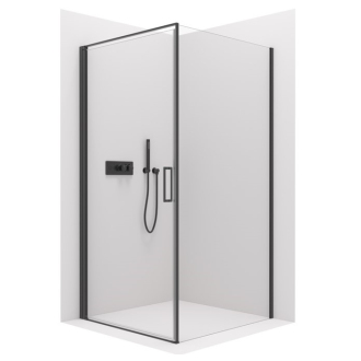 CERANO Sprchovací kút Porte L/P čierna matná, transparentné sklo 80x80cm krídlový CER-413549