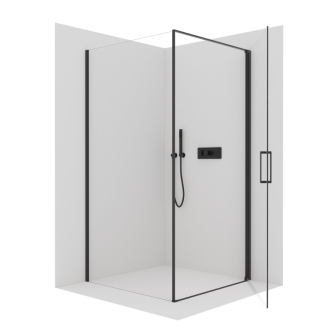 CERANO Sprchovací kút Porte L/P čierna matná, transparentné sklo 80x80cm krídlový CER-413549