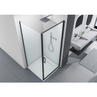 CERANO Sprchovací kút Porte L/P čierna matná, transparentné sklo 80x80cm krídlový CER-413549