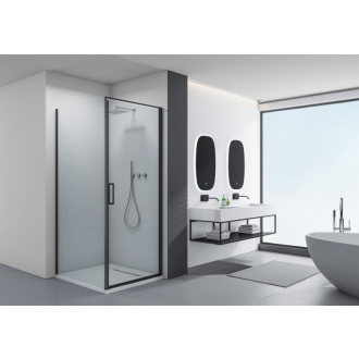 CERANO Sprchovací kút Porte L/P čierna matná, transparentné sklo 80x80cm krídlový CER-413549