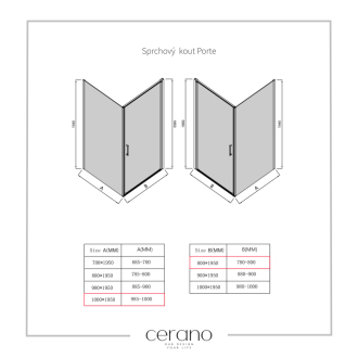 CERANO Sprchovací kút Porte L/P chróm, transparentné sklo 80x100 cm krídlový CER-413534