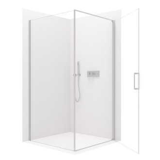 CERANO Sprchovací kút Porte L/P chróm, transparentné sklo 80x80 cm krídlový CER-413540