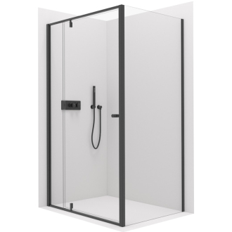 CERANO Sprchovací kút Santini L/P čierna matná, transp.sklo 100x90 cm krídlový CER-428953
