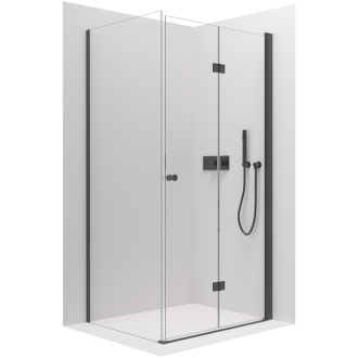 CERANO Sprchovací kút Volpe L/P čierna matná, transparentné sklo 80x80cm skladacia CER-427318