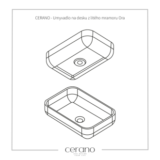 CERANO Umývadlo na dosku z liateho mramoru Ora biela matná 54x36 cm CER-WB02