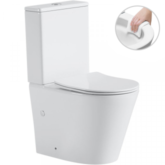 CERANO WC kombi Carlito, Rimless+UF sedátko/zadný odpad biela lesklá 36,5x61cm CER-417383