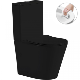 CERANO WC kombi Carlito, Rimless + UF sedátko / zadný odpad čierna matná 36,5 x61cm CER-433866