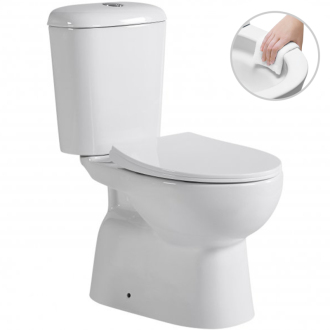 CERANO WC kombi Favo, Rimless + sedátko spodný odpad biela lesklá 37,5x63 cm CER-428437