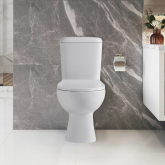CERANO WC kombi Favo, Rimless + sedátko spodný odpad biela lesklá 37,5x63 cm CER-428437