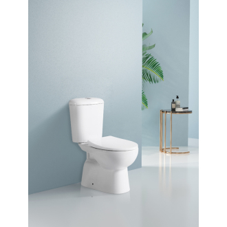 CERANO WC kombi Favo, Rimless + sedátko spodný odpad biela lesklá 37,5x63 cm CER-428437