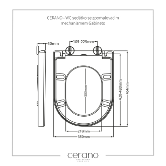 CERANO WC sedátko so spomaľovacím mechan. Gabineto biela lesklá 35,9x5x46,4cm CER-414797