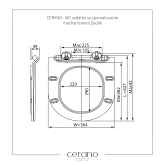 CERANO WC sedátko so spomaľ.mech.Sedile slim čierna lesklá 36,4x4,9x42,7 cm CER-414767