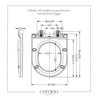 CERANO WC sedátko so spomaľ.mech.Seggio slim/UF biela matná 36x4,2x43 cm CER-414791