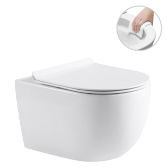 CERANO Závesná WC misa Felci, Rimless + UF sedátko biela lesklá 36x52,5 cm CER-417377