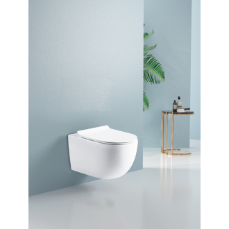CERANO Závesná WC misa Felci, Rimless + UF sedátko biela lesklá 36x52,5 cm CER-417377