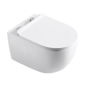 CERANO Závesná WC misa Felci, Rimless + UF sedátko biela lesklá 36x52,5 cm CER-417377
