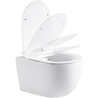 CERANO Závesná WC misa Felci, Rimless + UF sedátko biela lesklá 36x52,5 cm CER-417377