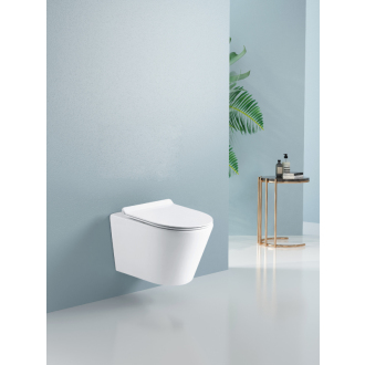 CERANO Závesná WC misa Norbi, Rimless + UF sedátko biela lesklá 36,5x48,5 cm CER-417380