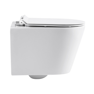 CERANO Závesná WC misa Norbi, Rimless + UF sedátko biela lesklá 36,5x48,5 cm CER-417380