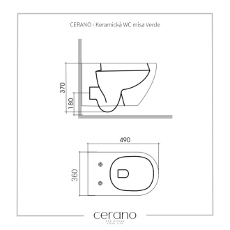 CERANO Závesná WC misa Verde, Rimless + UF sedátko biela lesklá 36x49 cm CER-417341