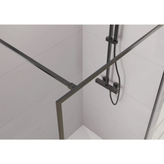 CERANO - Sprchová zástena Walk-in Moreli Ľ/P + polička/držiak na uteráky - čierna matná, transparentné sklo - 120x200 cm