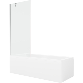 Mexen Cubik obdĺžniková vaňa 170 x 70 cm s plášťom a 1 krídlovou zástenou 80 cm, transparentná, chróm - 550317070X9508000001