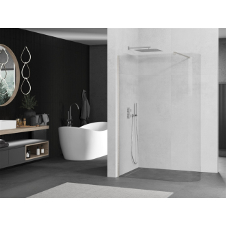 Mexen Kyoto zaoblená sprchová stena Walk-in 140 x 200 cm, transparentná 8 mm, kartáčovaný nikel - 800-140-101-97-06