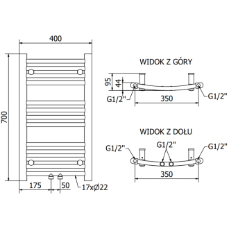 Mexen Ares elektrický radiátor 700 x 400 mm, 300 W, zlatý - W102-0700-400-2300-50