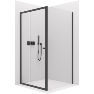 CERANO Sprchovací kút Varone L/P čierna matná, transp.sklo 100x80cm posuvný CER-DY505B-10080