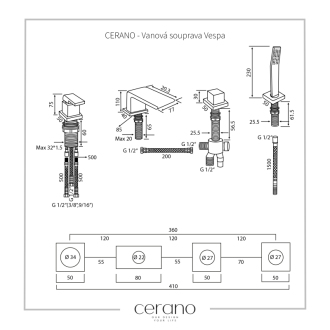 CERANO Vaňová stojanková súprava Vespa chróm CER-6080C