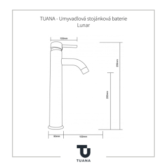 TUANA Umývadlová stojanková batéria Lunar vysoká čierna matná TU-428155