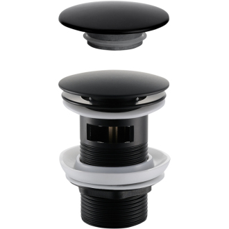 CERANO Umývadlový výpust 5/4“ click-clack s prep.+kryt z mramoru, čierna matná CER-431749