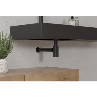 CERANO Umývadlový sifón 5/4&quot;, odpad 32 mm okrúhly čierna matná CER-423514
