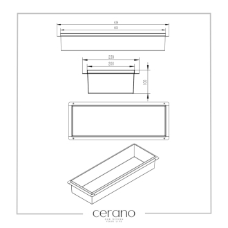 CERANO Zápustná polička do obkladu čierna matná 60x20x10 cm CER-417476