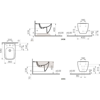 VITRA SHIFT závesný bidet, s prívodom vo vnútri 4394-003-1455