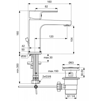 Ideal Standard ESLA BC224AA umývadlová batéria s výpustou