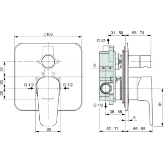 Ideal Standard ESLA A6947AA vaňová podomietková batéria
