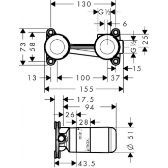 Hansgrohe 13622180 - základné teleso pod omietku pre 2 otvor. bat.