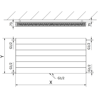 Mexen Line CCL21 radiátor 500x400, spod. stred. príp., 403 W, antracit W6C21L-050-040-66
