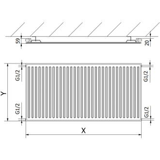 Mexen CH10 radiátor 300x2800, bočné pripojenie, 927 W, antracit W410H-030-280-66