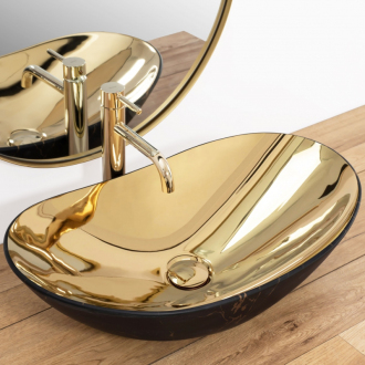 REA Umývadlo na dosku Royal in Gold marble, čierna matná REA-U8007