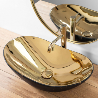REA Umývadlo na dosku Royal in Gold marble, čierna matná REA-U8007