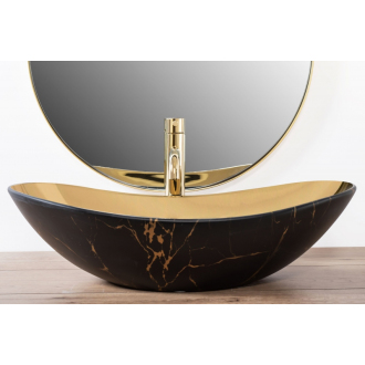 REA Umývadlo na dosku Royal in Gold marble, čierna matná REA-U8007