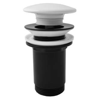 výpust umývadlová CLICK-CLACK 5/4“-veľká zátka - keramická biela - celočierna MD0485CMATB