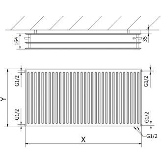 Mexen CVH30 radiátor 400x1000, spod. príp., 1096 W, antracit W630H-040-100-66